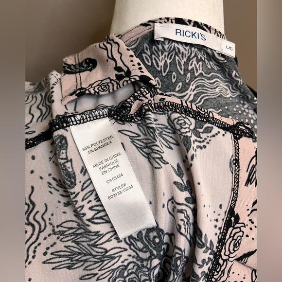 Ricki’s woman’s blouse pullover top polyester spandex pink birds flowers tree - Picture 6 of 9